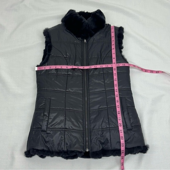 Linda Richards Women’s size XS Rex Black Rabbit Fur Reversible Vest - Picture 13 of 16